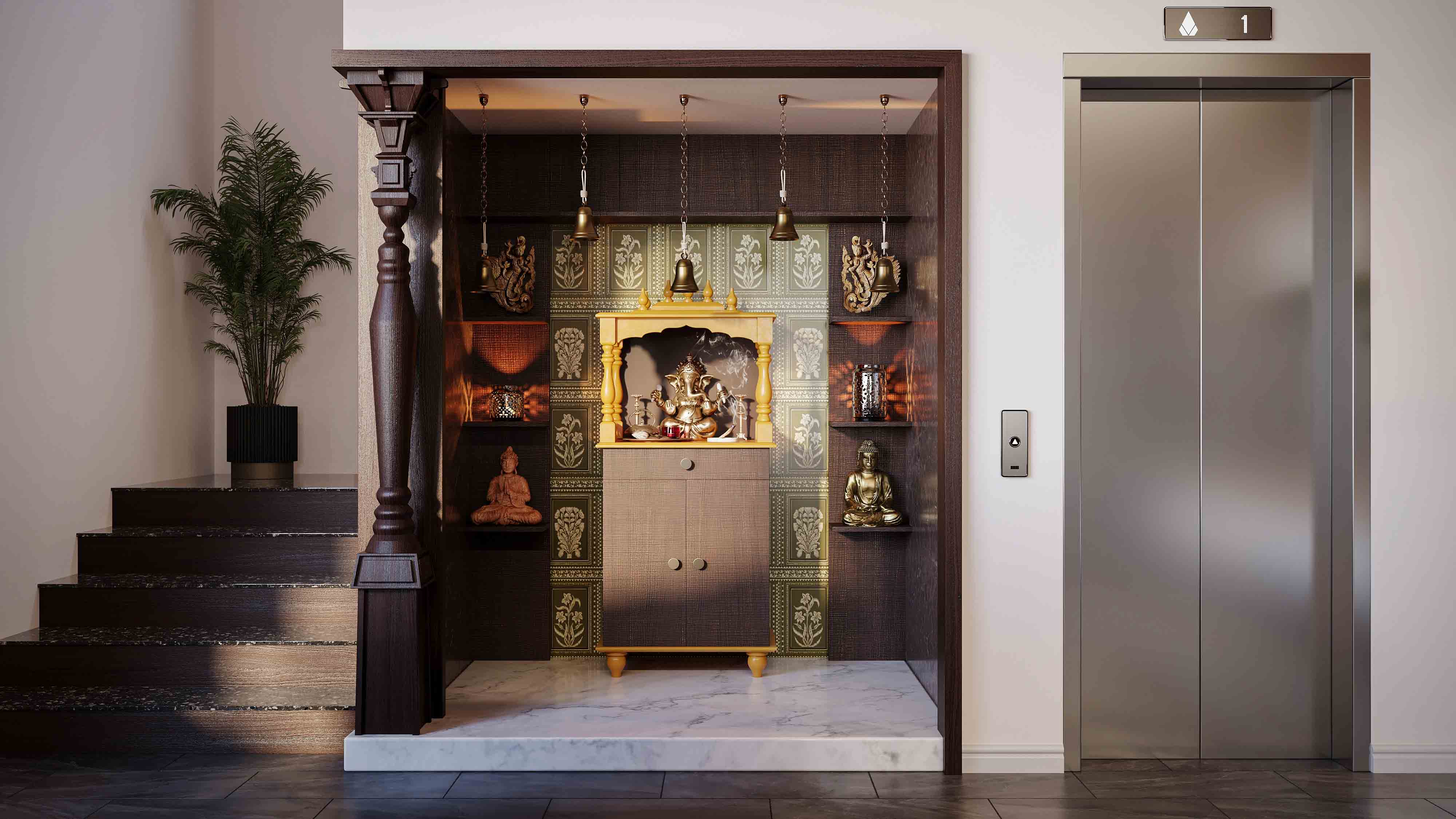 Indian Revival puja room